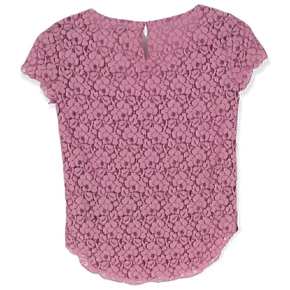 Aritzia Pink Talula Lace Blouse Short Sleeve Keyhole XS - Picture 4 of 4